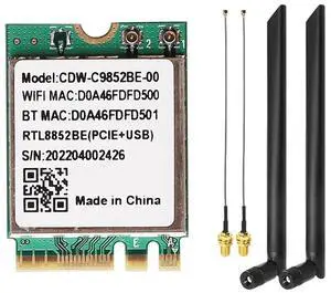 WiFi 6 Module for X1 R1 YY3568,CDW-C9852BE Realtek RTL8852BE NGFF M.2 2230 WiFi 2.4G/5GHz WiFi BT5.0 (Module + 2xGlue Stick ANT) WiFi 6 Module for X1 R1 YY3568,CDW-C9852BE Realtek RTL8852BE NGFF M.2 2230 WiFi 2.4G/5GHz WiFi BT5.0 (Module + 2xGlue Stick ANT)