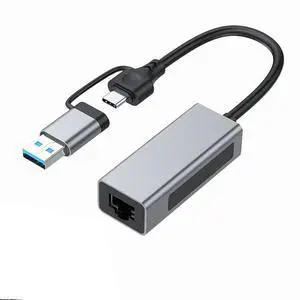 2.5G USB3.1 Ethernet Adapter, 2-in-1 USB-A/USB-C to 2.5Gbps Ethernet Adapter RJ45 Network Converter for PC Laptop Windows Mac OS Linux 2.5G USB3.1 Ethernet Adapter, 2-in-1 USB-A/USB-C to 2.5Gbps Ethernet Adapter RJ45 Network Converter for PC Laptop Windows Mac OS Linux