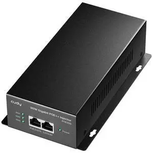 90 Watts Gigabit PoE++ Injector, 1000Mbps PoE Adapter, 90W Power Budget, PoE++ Adapter, IEEE 802.3af / 802.3at/802.3bt Compliant, 54V, Metal Housing, POE350 90 Watts Gigabit PoE++ Injector, 1000Mbps PoE Adapter, 90W Power Budget, PoE++ Adapter, IEEE 802.3af / 802.3at/802.3bt Compliant, 54V, Metal Housing, POE350