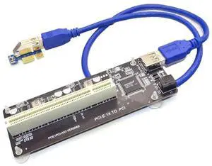 PCI-E Express X1 to PCI Riser Extender Adapter Card with USB 60cm Cable PCI-E Express X1 to PCI Riser Extender Adapter Card with USB 60cm Cable