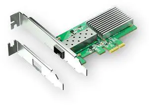 10Gb SFP+ PCIe 4.0 x1 Network Card 10GbE LAN NIC Adapter | RTL8127AF chip, aluminum heatsink, full-height and low-profile brackets for PC, NAS, Win, Linux, servers 10Gb SFP+ PCIe 4.0 x1 Network Card 10GbE LAN NIC Adapter | RTL8127AF chip, aluminum heatsink, full-height and low-profile brackets for PC, NAS, Win, Linux, servers