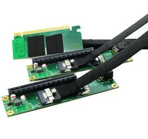 PCI-e 4.0 16X to 2 Ports PCIe 8X/16X Expansion Card,PCIe Bifurcation x16 to x8x8 Split Card with SlimSAS 8I Cable 60cm PCI-e 4.0 16X to 2 Ports PCIe 8X/16X Expansion Card,PCIe Bifurcation x16 to x8x8 Split Card with SlimSAS 8I Cable 60cm