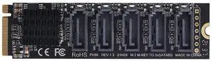 NGFF NVME M-Key PCI Express to SATA 3.0 6Gbps 5 Ports Adapter Converter Hard Drive Extension Card JMB585 2280 NGFF NVME M-Key PCI Express to SATA 3.0 6Gbps 5 Ports Adapter Converter Hard Drive Extension Card JMB585 2280