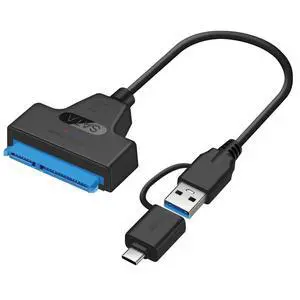 USB 3.0 USB-C Type-C & Type-A Dual Connector to SATA 22 Pin 2.5inch Hard Disk Driver SSD Adapter Cable 5Gbps for Laptop USB 3.0 USB-C Type-C & Type-A Dual Connector to SATA 22 Pin 2.5inch Hard Disk Driver SSD Adapter Cable 5Gbps for Laptop