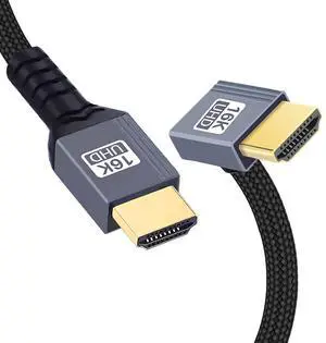 90 Degree Down Angled 16K UHD 8K HDMI 2.2 Version Type-A Male to HDMI Male HDTV Cable Compatible with Desktop Laptop Monitor (50cm) 90 Degree Down Angled 16K UHD 8K HDMI 2.2 Version Type-A Male to HDMI Male HDTV Cable Compatible with Desktop Laptop Monitor (50cm)