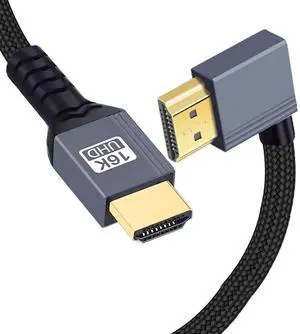 90 Degree Right Angled 16K UHD 8K HDMI 2.2 Version Type-A Male to HDMI Male HDTV Cable Compatible with Desktop Laptop Monitor (100cm) 90 Degree Right Angled 16K UHD 8K HDMI 2.2 Version Type-A Male to HDMI Male HDTV Cable Compatible with Desktop Laptop Monitor (100cm)