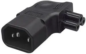 IEC60320 C14 Male to C5 Female Power 3Pole Extension Adapter AC Convertor Left Angled 90 Degree Connector IEC60320 C14 Male to C5 Female Power 3Pole Extension Adapter AC Convertor Left Angled 90 Degree Connector
