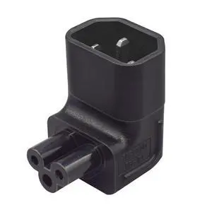 IEC60320 C14 Male to C5 Female 3Pole Power Extension Adapter AC Convertor Up Angled 90 Degree Connector IEC60320 C14 Male to C5 Female 3Pole Power Extension Adapter AC Convertor Up Angled 90 Degree Connector