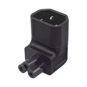 IEC60320 C14 Male to C5 Female 3Pole Power Extension Adapter AC Convertor Down Angled 90 Degree Connector IEC60320 C14 Male to C5 Female 3Pole Power Extension Adapter AC Convertor Down Angled 90 Degree Connector