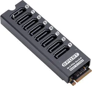 M.2 to Serial ATA 3.0 Adapter, 8 Port SATA Expansion Card, PCIe 3.0 x2 16Gbps to SATA III 6Gbps Converter, ASM1166 Chip, Aluminum Heatsink, Plug and Play M.2 to Serial ATA 3.0 Adapter, 8 Port SATA Expansion Card, PCIe 3.0 x2 16Gbps to SATA III 6Gbps Converter, ASM1166 Chip, Aluminum Heatsink, Plug and Play