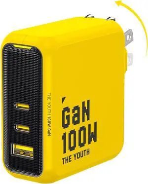 Youth 100W GaN USB C Wall Charger, 3-Port Laptop Fast Charger Type C Power Adapter PPS PD for MacBook Pro/Air, iPad Pro, iPhone 17/16 Pro Max, Galaxy S24 Ultra/Note, Pixel, Steam Deck, Yellow Youth 100W GaN USB C Wall Charger, 3-Port Laptop Fast Charger Type C Power Adapter PPS PD for MacBook Pro/Air, iPad Pro, iPhone 17/16 Pro Max, Galaxy S24 Ultra/Note, Pixel, Steam Deck, Yellow