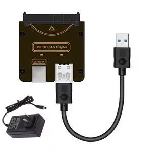 USB 3.0 to SAS Adapter for 2.5/3.5" SFF-8482 SAS Hard Disks to USB Converter Adapter with Power Supply (Need Power Supply to Work) USB 3.0 to SAS Adapter for 2.5/3.5" SFF-8482 SAS Hard Disks to USB Converter Adapter with Power Supply (Need Power Supply to Work)