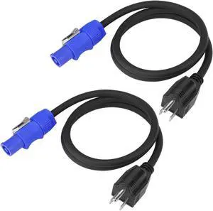 2 Pack Stage Light PowerCON Cable with 3 Prong Plug, 20A 3Pin 16AWG, Male to Male Power Cable for Outdoor Stage Lighting Series-1M/3FT (2PC) 2 Pack Stage Light PowerCON Cable with 3 Prong Plug, 20A 3Pin 16AWG, Male to Male Power Cable for Outdoor Stage Lighting Series-1M/3FT (2PC)