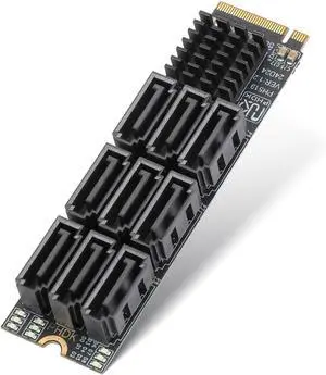 M.2 to SATA 3.0 Adapter, M.2 M Key PCIE to 9-Port SATA Expansion Card 6Gbps with Chipset ASM1166 and LED Indicators M.2 to SATA 3.0 Adapter, M.2 M Key PCIE to 9-Port SATA Expansion Card 6Gbps with Chipset ASM1166 and LED Indicators