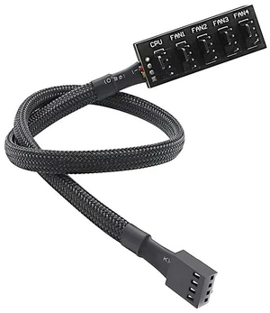 4-Pin PWM Fan Hub Splitter, 1-to-5 Computer Fan Extension Cable, Braided Wire HUB 4-Pin PWM Fan Hub Splitter, 1-to-5 Computer Fan Extension Cable, Braided Wire HUB