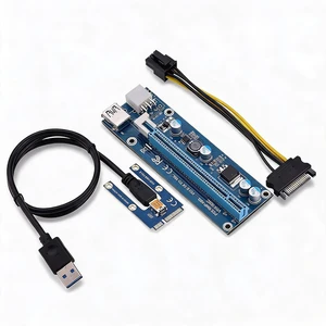 Mini PCI E to PCI Express16x Extender Riser Adapter, SATA Power Cord Converter for Video Card Mining Adopt 4 Solid-State Capacitors, 6pin Interface on the Graphics Card etc. Mini PCI E to PCI Express16x Extender Riser Adapter, SATA Power Cord Converter for Video Card Mining Adopt 4 Solid-State Capacitors, 6pin Interface on the Graphics Card etc.