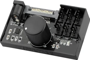 6Port 4Pin PWM Fan Controller Hub, Manual Knob PC Fan Speed Regulator, SATA & DC 5525 Dual Power Input, 12V Max 5A 60W Output for Desktop PC Case Cooling Fans 6Port 4Pin PWM Fan Controller Hub, Manual Knob PC Fan Speed Regulator, SATA & DC 5525 Dual Power Input, 12V Max 5A 60W Output for Desktop PC Case Cooling Fans