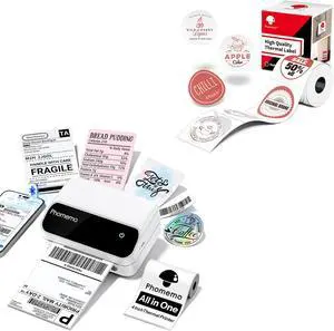 Phomemo M420 4 Inch Label Printer with 2 inch Round Red & Black Color Thermal Labels for Business, Warehouse, Home, Logo Phomemo M420 4 Inch Label Printer with 2 inch Round Red & Black Color Thermal Labels for Business, Warehouse, Home, Logo