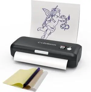 LifeBasis Tattoo Stencil Printer Bluetooth, Wireless Thermal Tattoo Printer with 30PCS Transfer Paper Stencil for Tattooing Compatible with iOS and Android LifeBasis Tattoo Stencil Printer Bluetooth, Wireless Thermal Tattoo Printer with 30PCS Transfer Paper Stencil for Tattooing Compatible with iOS and Android