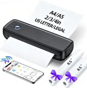 Portable Inkless Printer, Wireless Bluetooth Thermal Printer with 4200mAh Battery, Prints A4/A5/US Letter, High Resolution Mini Printer for Travel, Home Office & Mobile Printing Portable Inkless Printer, Wireless Bluetooth Thermal Printer with 4200mAh Battery, Prints A4/A5/US Letter, High Resolution Mini Printer for Travel, Home Office & Mobile Printing