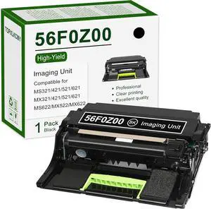 56F0Z00 Imaging Unit (High Yield, Black) 1-Pack Replacement for Lexmark MS321dn, MS421dn, MS421dw, MS521dn, MS621dn, MS622de, MX321adn, MX321adw, MX421ade, MX521ade, MX522adhe, MX622adhe Printer 56F0Z00 Imaging Unit (High Yield, Black) 1-Pack Replacement for Lexmark MS321dn, MS421dn, MS421dw, MS521dn, MS621dn, MS622de, MX321adn, MX321adw, MX421ade, MX521ade, MX522adhe, MX622adhe Printer