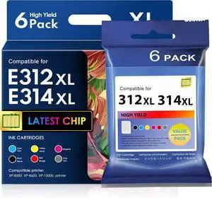 312XL 314XL Remanufactured Ink Cartridges 6-Pack High Yield Compatible for 312 314 Ink Cartridges Replacement for Expression Photo XP-8500 XP-8600 XP-15000 Printer 312XL 314XL Remanufactured Ink Cartridges 6-Pack High Yield Compatible for 312 314 Ink Cartridges Replacement for Expression Photo XP-8500 XP-8600 XP-15000 Printer