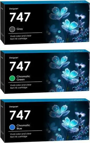 3-Pack 300-ml 747 Ink Cartridges Replacement for 747 P2V84A P2V85A P2V86A for DesignJet Z9+ Large Format Printers(Gray/Chromatic Green/Chromatic Blue) 3-Pack 300-ml 747 Ink Cartridges Replacement for 747 P2V84A P2V85A P2V86A for DesignJet Z9+ Large Format Printers(Gray/Chromatic Green/Chromatic Blue)