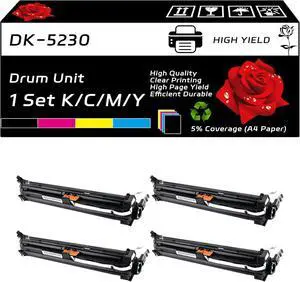 DK-5230 Drum Unit Compatible for Kyocera ECOSYS M5526cdw P5021cdw P5026cdw M5521cdw Printers, with Chip, High Yield 90000 Pages, Clear Printing (1 Pack Black) DK-5230 Drum Unit Compatible for Kyocera ECOSYS M5526cdw P5021cdw P5026cdw M5521cdw Printers, with Chip, High Yield 90000 Pages, Clear Printing (1 Pack Black)