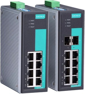 MOXA EDS-G308-2SFP-T Unmanaged Full Gigabit Ethernet Switch with 6 10/100/1000BaseT(X) Ports, 2 Combo 10/100/1000BaseT(X) -40 to 75°C Operating Temperature