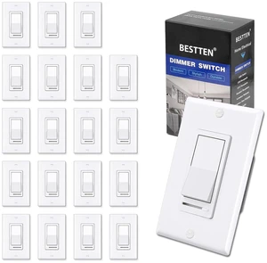 BESTTEN 20 Bulk Dimmer Light Switch, Single Pole or 3 Way LED Dimmer Switch