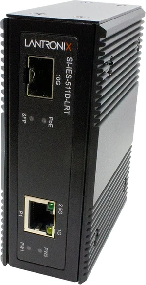 Lantronix Media Converter, Industrial (1) 10M/100M/1G/2.5G PoE++ Port and (1) 1G/10G SFP+ Port - SI-IES-511D-LRT Lantronix Media Converter, Industrial (1) 10M/100M/1G/2.5G PoE++ Port and (1) 1G/10G SFP+ Port - SI-IES-511D-LRT