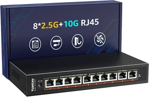 10 Port 10G Ethernet Switch Unmanaged, 8 x 2.5G Base-T Ports, 2 x 10Gb RJ45 Ports, Compatible with 100/1000/2500Mbps, Metal Case Fanless, YuanLey 2.5Gbe Network Switch for 2.5G/10G NAS, Wireless AP 10 Port 10G Ethernet Switch Unmanaged, 8 x 2.5G Base-T Ports, 2 x 10Gb RJ45 Ports, Compatible with 100/1000/2500Mbps, Metal Case Fanless, YuanLey 2.5Gbe Network Switch for 2.5G/10G NAS, Wireless AP