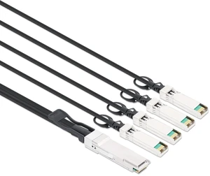 Intellinet 40G QSFP+ to 4 x 10G SFP+ Passive DAC Breakout Cable, 7 ft Intellinet 40G QSFP+ to 4 x 10G SFP+ Passive DAC Breakout Cable, 7 ft