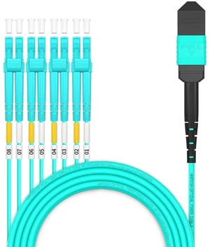 AMPCOM MPO to LC Breakout Cable 50/125m Multimode OM3-300(8 Fiber, MPO to LC, Type B, LSZH/Riser, UPC, Aqua) 15m (49ft) AMPCOM MPO to LC Breakout Cable 50/125m Multimode OM3-300(8 Fiber, MPO to LC, Type B, LSZH/Riser, UPC, Aqua) 15m (49ft)