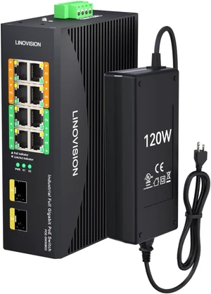 LINOVISION Industrial 8-Port Gigabit PoE Switch with 4 BT 90W PoE++ Ports LINOVISION Industrial 8-Port Gigabit PoE Switch with 4 BT 90W PoE++ Ports