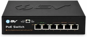 BV-Tech Full Gigabit 6-Port PoE+ Switch (4 PoE+, 2 Uplink, 1000mbps 60W)