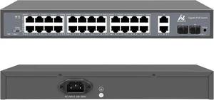 ONWOTE 24 Ports Gigabit PoE Switch 300W, 10/100/1000Mbps Self-Adaptive