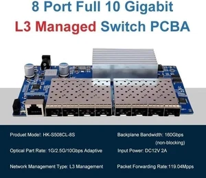 8 *10-Gigabit SFP+ Ports L3 Managed Network Switch(Only PCBA) 8 *10-Gigabit SFP+ Ports L3 Managed Network Switch(Only PCBA)