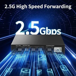 2.5G Switch 5 Port 2500Mbps Network Switch with 10G SFP+ Plug and Play 2.5G Switch 5 Port 2500Mbps Network Switch with 10G SFP+ Plug and Play