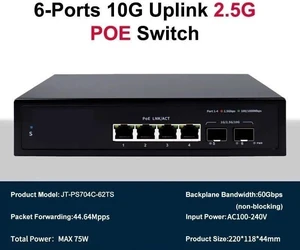 2.5GbE POE Switch 4/8 Port RJ45 2500Mbps 10G Ethernet Network Switch 2.5GbE POE Switch 4/8 Port RJ45 2500Mbps 10G Ethernet Network Switch