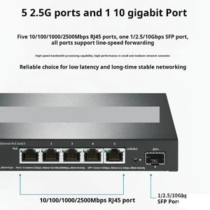 2.5G Ethernet PoE Switch, 4*2.5GE (PoE) @ 55W + 1*2.5GE + 1*10G SFP