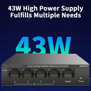 5 Port Gigabit POE Switch IEEE802.3af 43W POE 1000M Plug and Play Switch 5 Port Gigabit POE Switch IEEE802.3af 43W POE 1000M Plug and Play Switch
