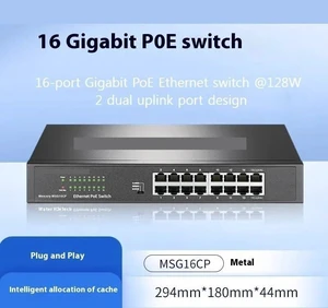 16-Port Gigabit PoE Ethernet Switch @128W 2 Dual Uplink Port Design 16-Port Gigabit PoE Ethernet Switch @128W 2 Dual Uplink Port Design