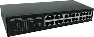 0E-24PGIGUN 24-Port Unmanaged Ethernet Switch; Plug and Play; 48 Gbps Switching Capacity; Port Status LED Indicator; Internal Power Supply; Standard 1U Rack Mountable Housing, Black 0E-24PGIGUN 24-Port Unmanaged Ethernet Switch; Plug and Play; 48 Gbps Switching Capacity; Port Status LED Indicator; Internal Power Supply; Standard 1U Rack Mountable Housing, Black
