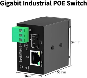 Industrial POE Switch 1 Gigabit RJ45 Port 1 Gigabit SFP Port