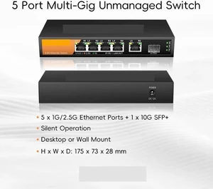 6-Port Multi-Gigabit Switch with 5-2.5Gbps Ethernet Ports and 1-10Gbps SFP