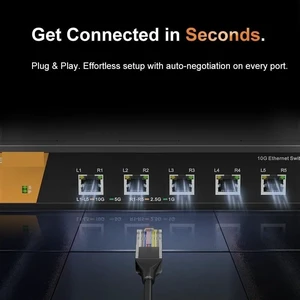 5 Port 10Gb Unmanaged Ethernet Switch Desktop/Wall-Mount Plug and Play