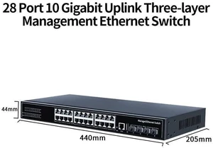 28 Port Managed Ethernet Switch L3 10Gigabit Network Switcher 1000Mbps 28 Port Managed Ethernet Switch L3 10Gigabit Network Switcher 1000Mbps