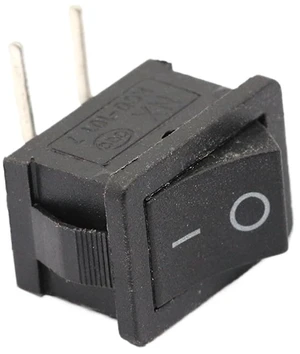 100Pcs Black Push Button Switch 6A/250V 10A/125V KCD1 2Pin Left Curved Needle Snap-in On/Off Rocker Switch 21MM*15MM Black