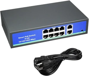 Ruilogod 10 Port Smart PoE Switch (8 10/100Mbps PoE Ports